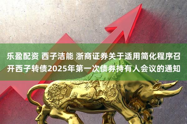 乐盈配资 西子洁能 浙商证券关于适用简化程序召开西子转债2025年第一次债券持有人会议的通知