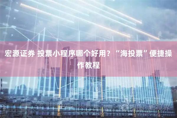 宏源证券 投票小程序哪个好用？“海投票”便捷操作教程